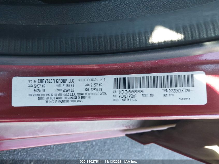2014 CHRYSLER 200 LX - 1C3CCBAB0EN207020