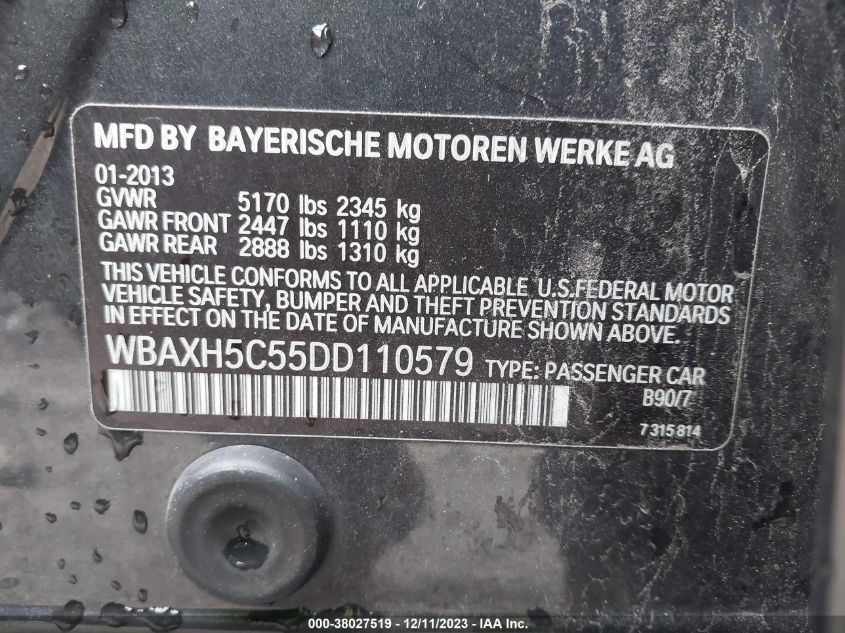 2013 BMW 528I XDRIVE - WBAXH5C55DD110579