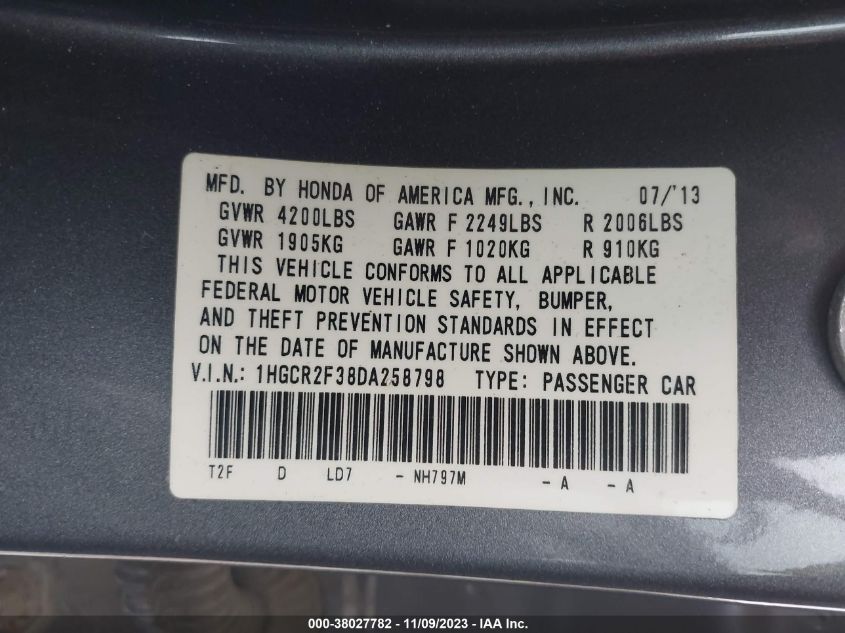 2013 HONDA ACCORD LX - 1HGCR2F38DA258798