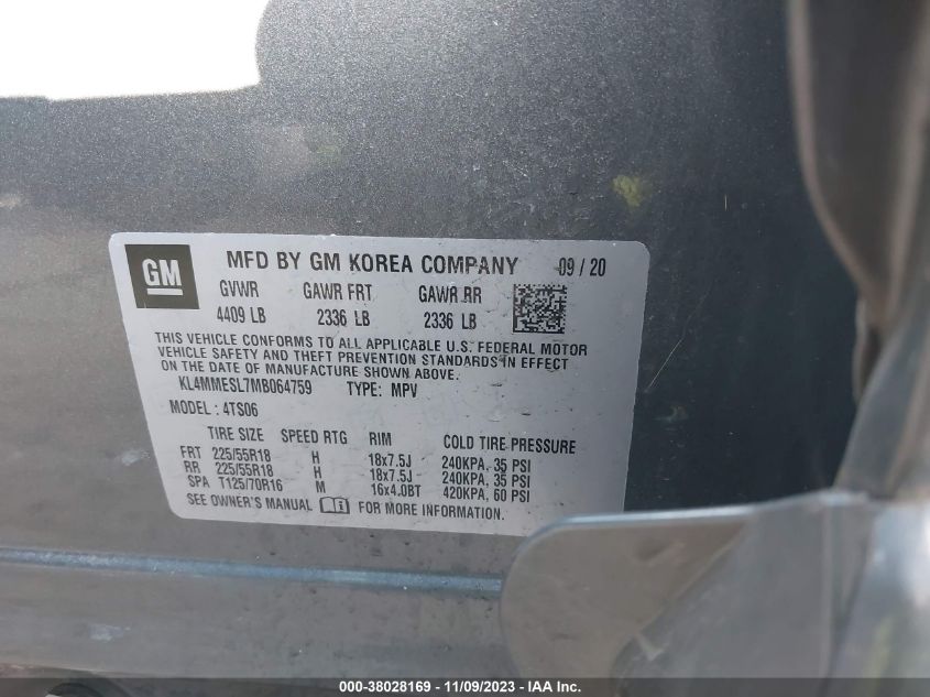 2021 BUICK ENCORE GX SELECT - KL4MMESL7MB064759