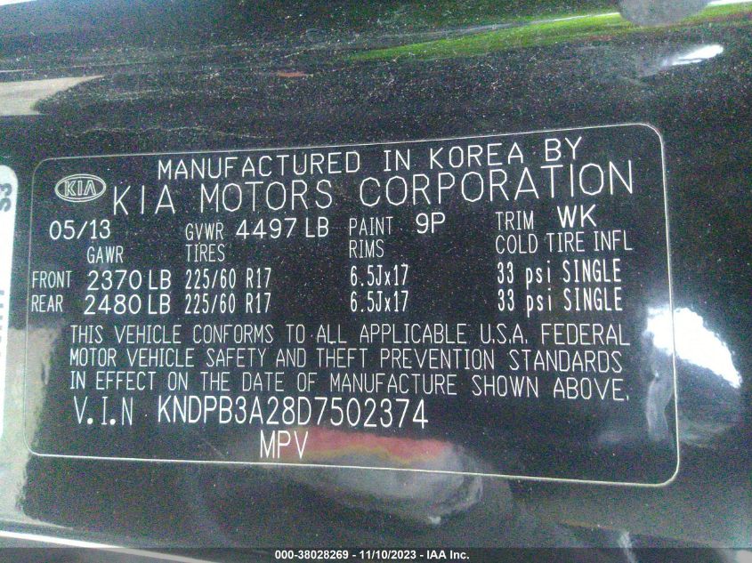 2013 KIA SPORTAGE LX - KNDPB3A28D7502374