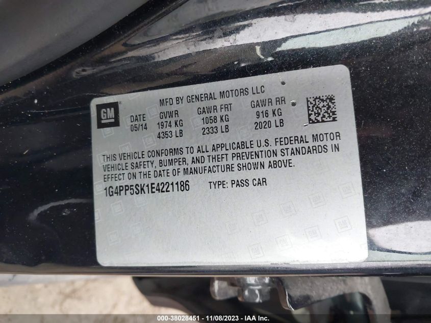 2014 BUICK VERANO - 1G4PP5SK1E4221186