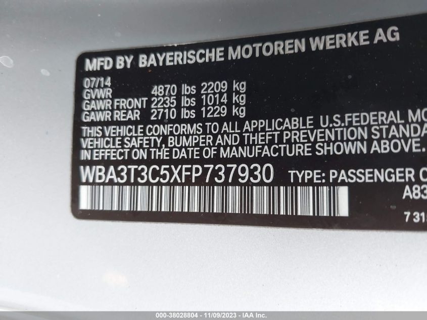 2015 BMW 435I - WBA3T3C5XFP737930