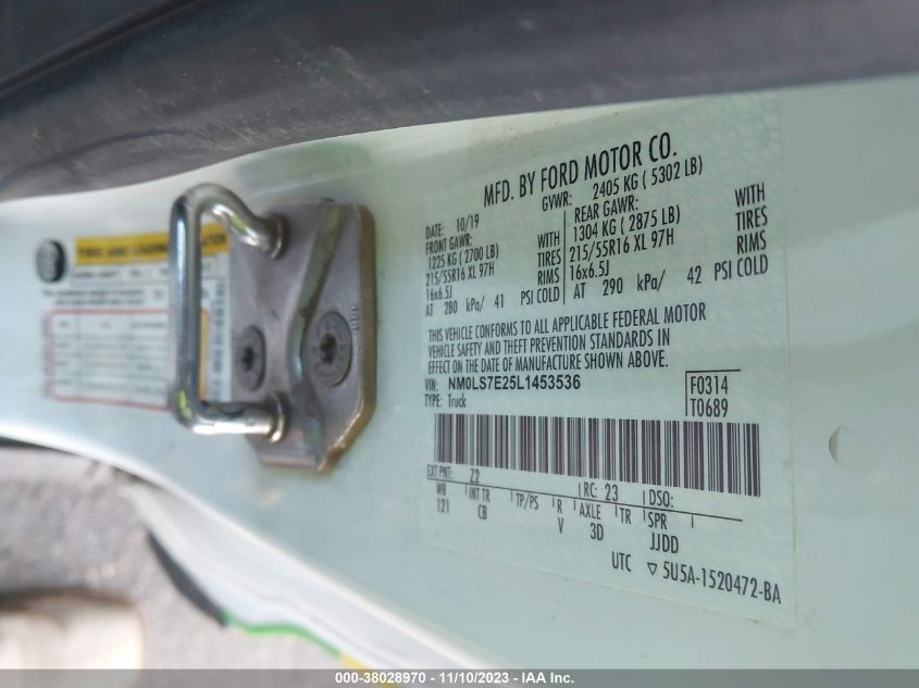 2020 FORD TRANSIT CONNECT XL - NM0LS7E25L1453536