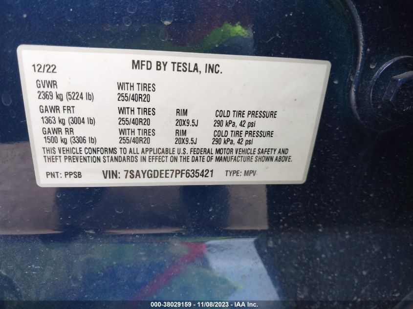 2023 TESLA MODEL Y - 17SAYGDEE7PF63542