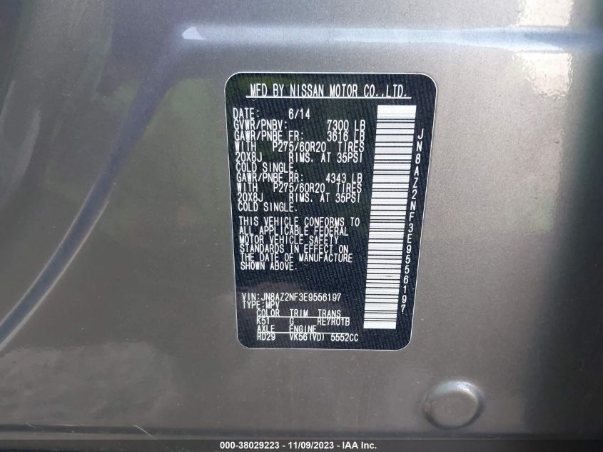 2014 INFINITI QX80 - JN8AZ2NF3E9556197