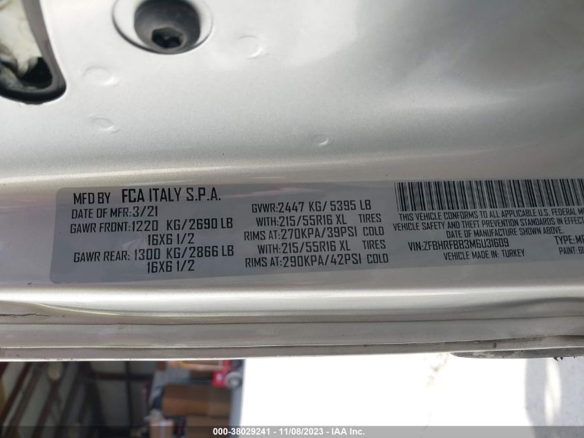 2021 RAM PROMASTER CITY SLT - ZFBHRFBB3M6U31609