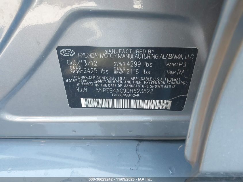 2013 HYUNDAI SONATA GLS - 5NPEB4AC9DH623822
