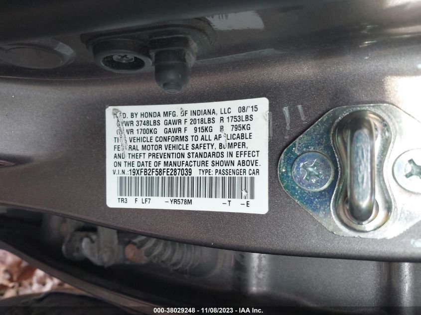 2015 HONDA CIVIC LX - 19XFB2F58FE287039