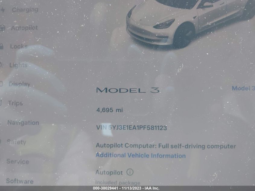 2023 TESLA MODEL 3 - 5YJ3E1EA1PF581123