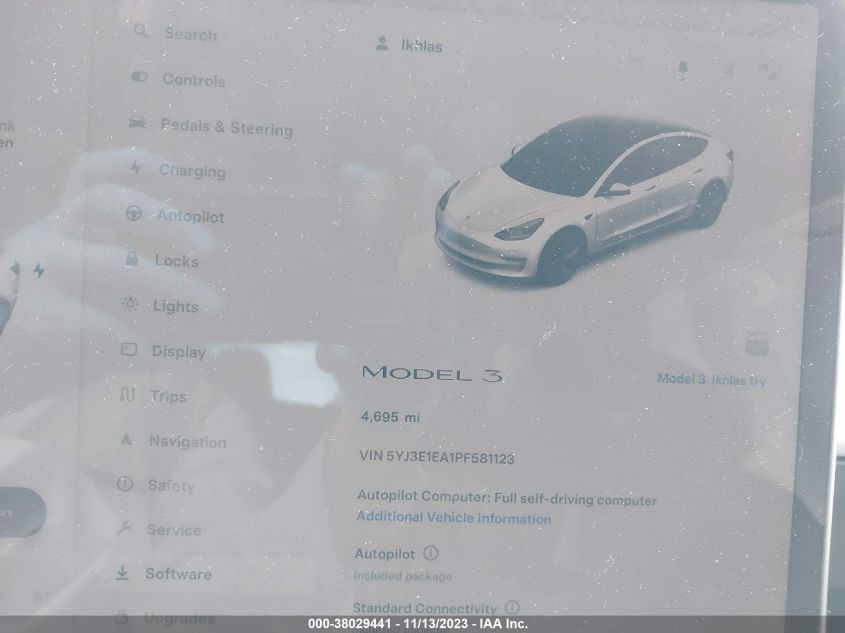 2023 TESLA MODEL 3 - 5YJ3E1EA1PF581123