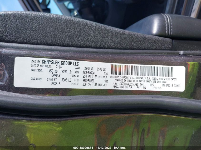 2014 DODGE DURANGO LIMITED - 1C4RDHDGXEC551785