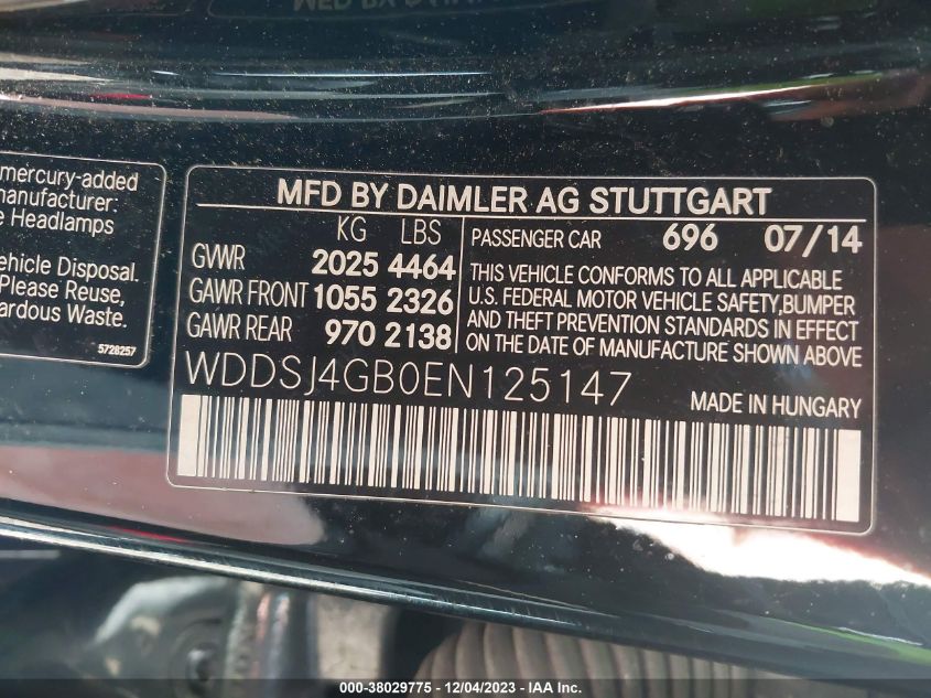 2014 MERCEDES-BENZ CLA 250 4MATIC - WDDSJ4GB0EN125147