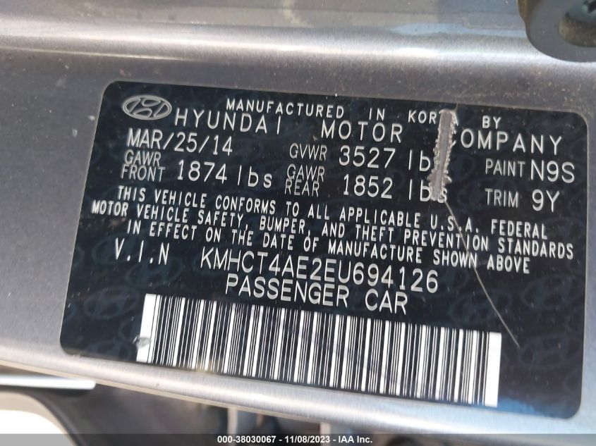 2014 HYUNDAI ACCENT GLS - KMHCT4AE2EU694126