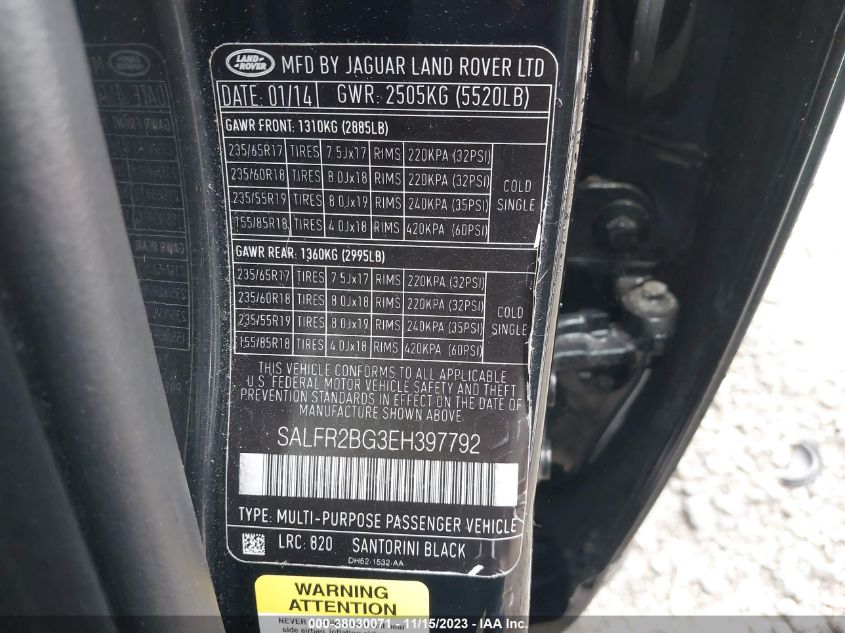 2014 LAND ROVER LR2 - SALFR2BG3EH397792