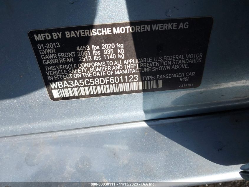 2013 BMW 3 SERIES 328I - WBA3A5C58DF601123