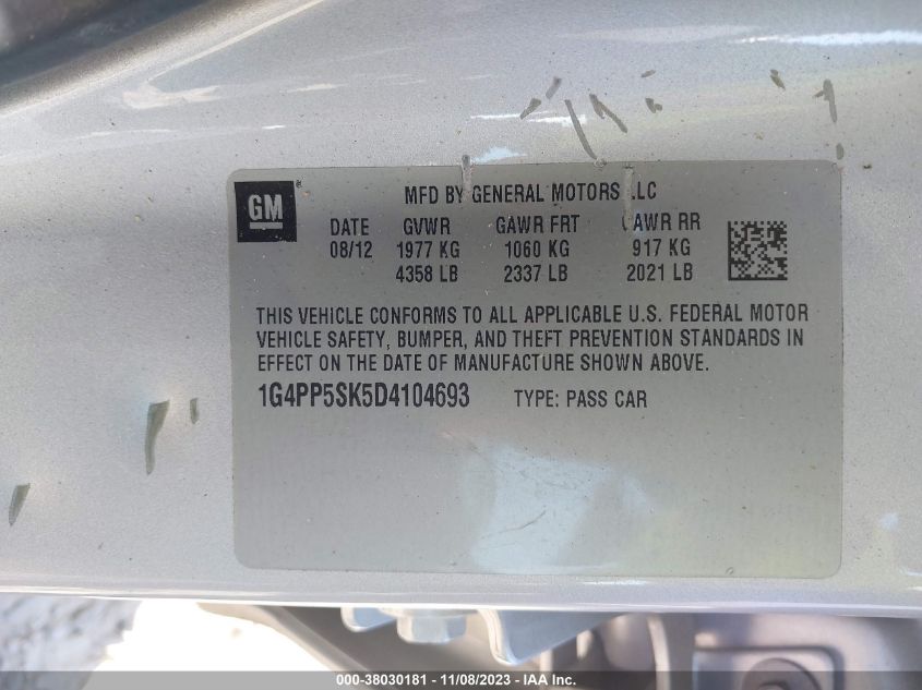 2013 BUICK VERANO - 1G4PP5SK5D4104693