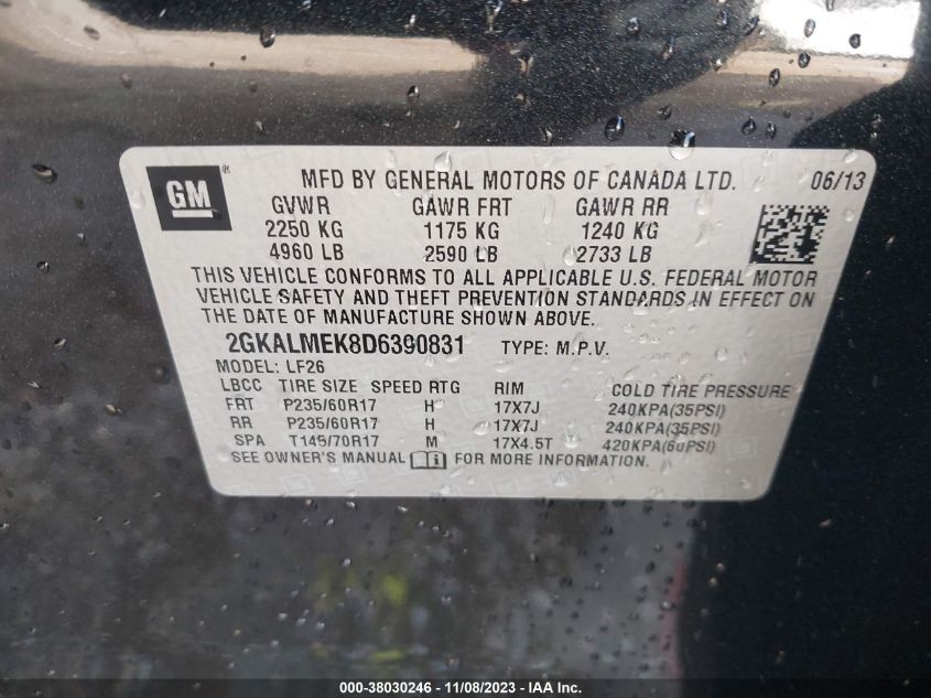 2013 GMC TERRAIN SLE-1 - 2GKALMEK8D6390831