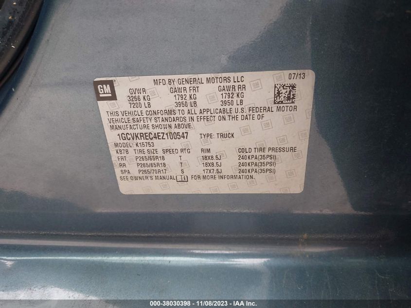 2014 CHEVROLET SILVERADO 1500 LT - 1GCVKREC4EZ100547