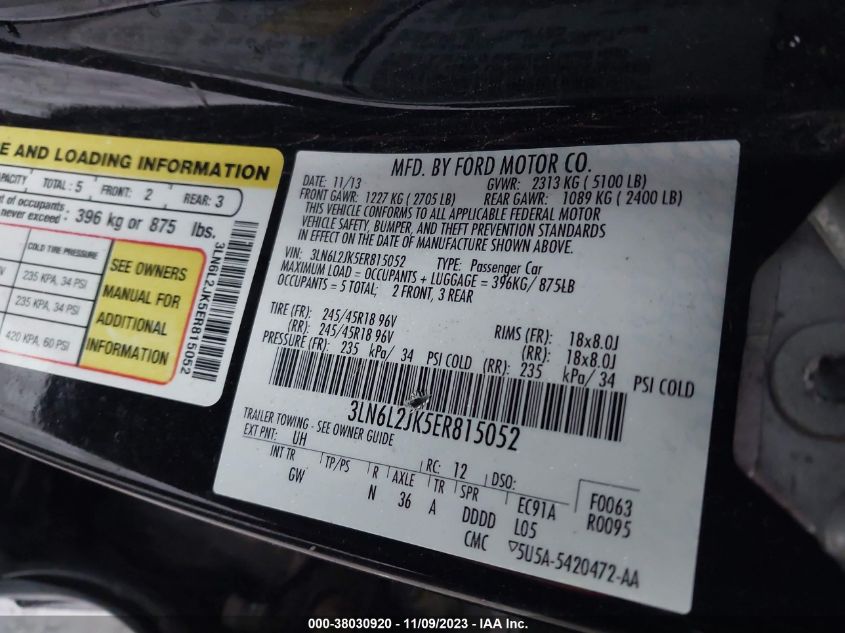 2014 LINCOLN MKZ - 3LN6L2JK5ER815052