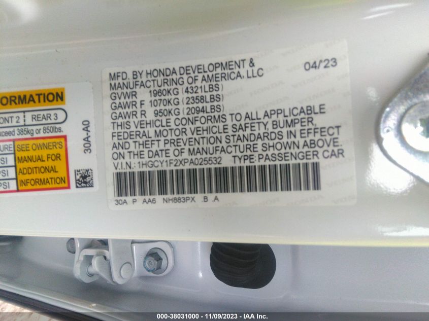 2023 HONDA ACCORD LX - 1HGCY1F2XPA025532