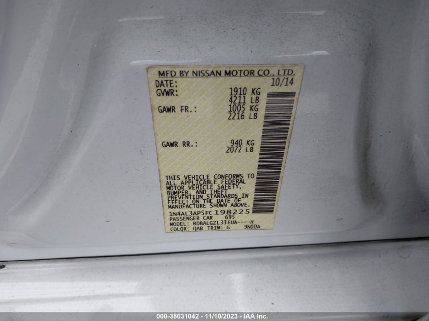 2015 NISSAN ALTIMA 2.5/S/SV/SL - 1N4AL3AP5FC198225