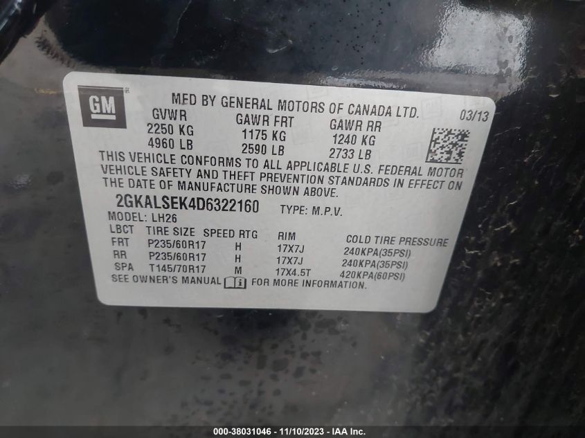 2013 GMC TERRAIN SLE-2 - 2GKALSEK4D6322160