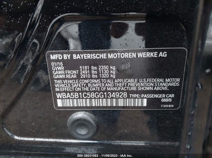2016 BMW 535I - WBA5B1C58GG134928