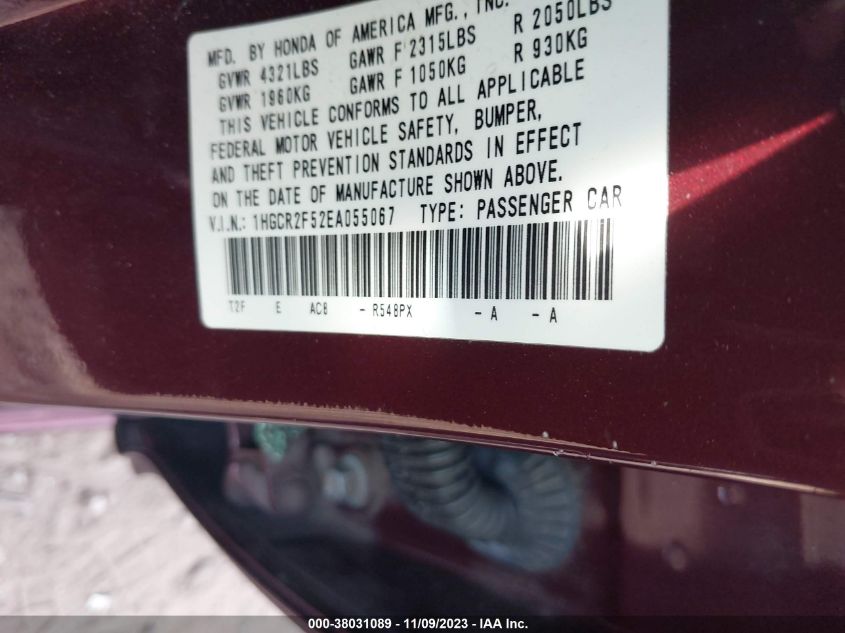 2014 HONDA ACCORD SPORT - 1HGCR2F52EA055067