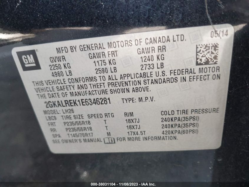 2014 GMC TERRAIN SLE-2 - 2GKALREK1E6346281