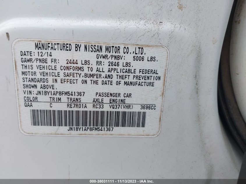 2015 INFINITI Q70 3.7 JN1BY1AP8FM541367