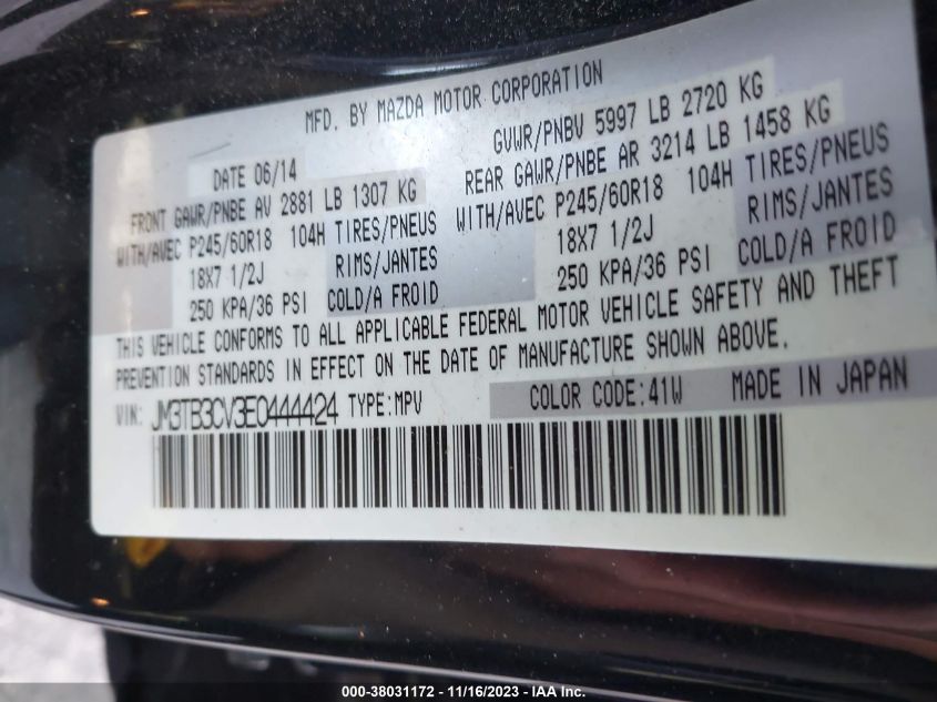 2014 MAZDA CX-9 TOURING - JM3TB3CV3E0444424