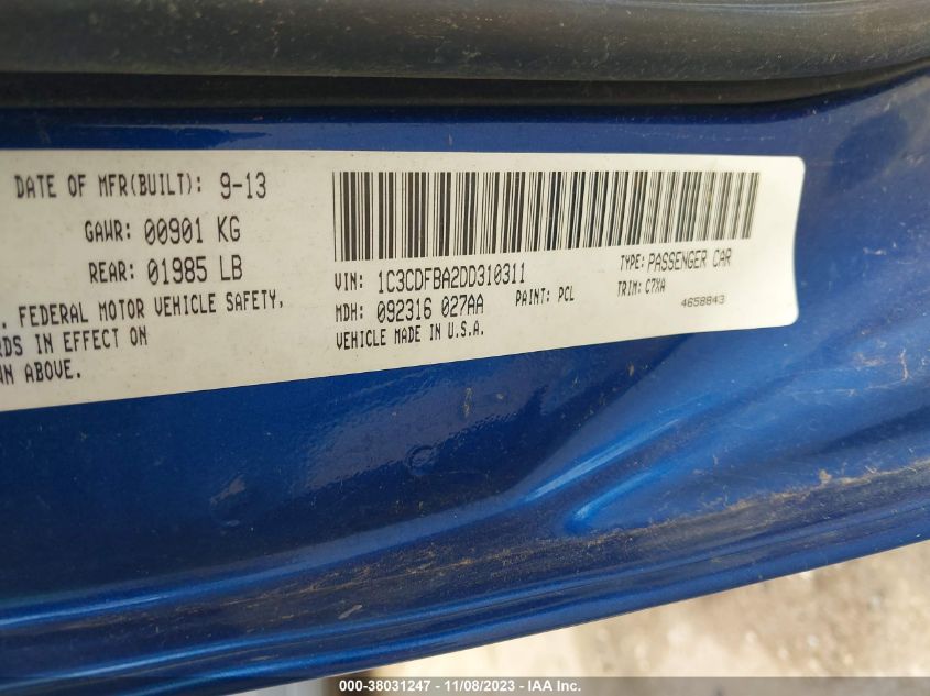2013 DODGE DART SXT/RALLYE - 1C3CDFBA2DD310311