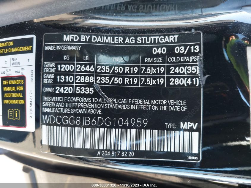 2013 MERCEDES-BENZ GLK 350 4MATIC - WDCGG8JB6DG104959