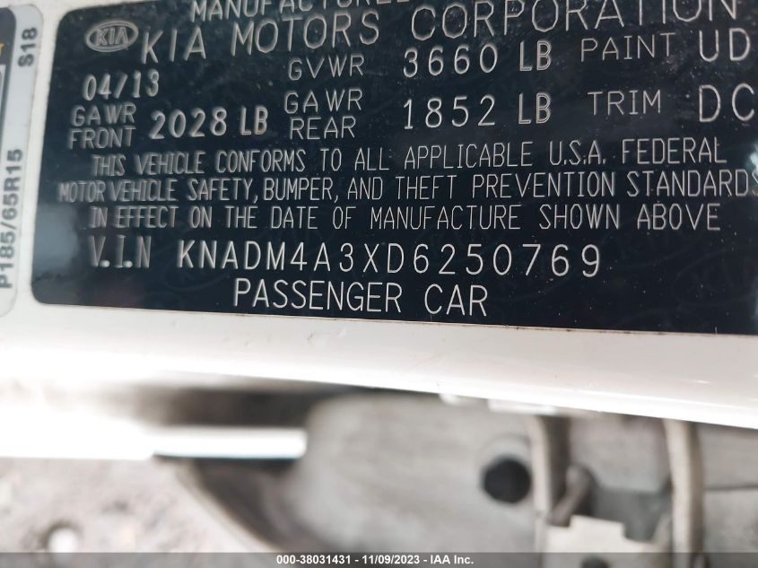 2013 KIA RIO LX - KNADM4A3XD6250769