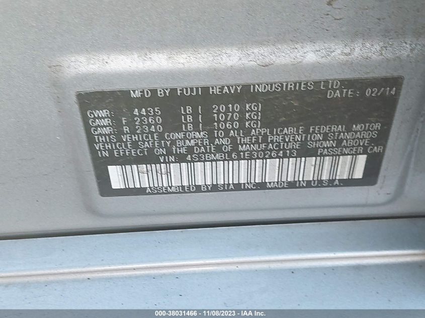 2014 SUBARU LEGACY 2.5I LIMITED - 4S3BMBL61E3026413