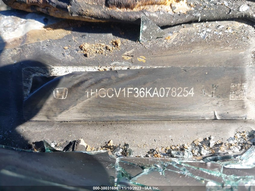 VIN 1HGCV1F36KA078254 2019 HONDA ACCORD SPORT