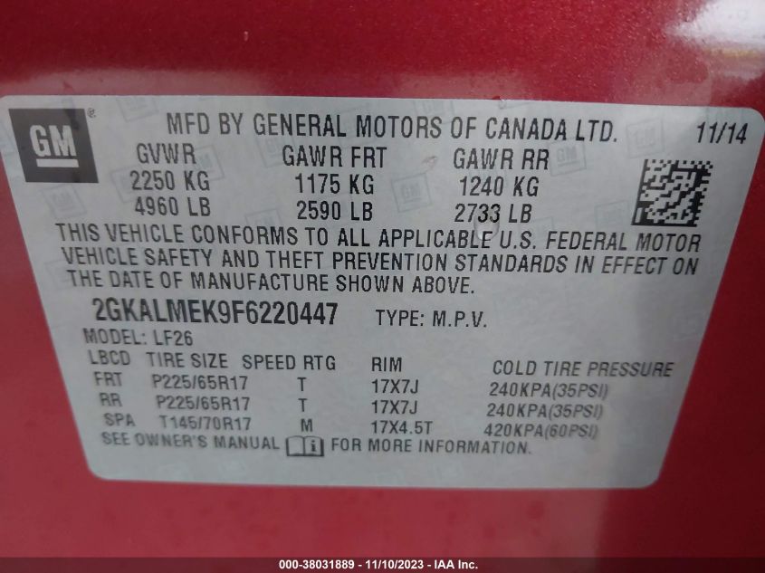 2015 GMC TERRAIN SLE-1 - 2GKALMEK9F6220447