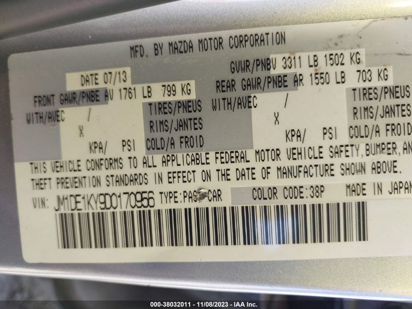 2013 MAZDA MAZDA2 SPORT - JM1DE1KY9D0170956