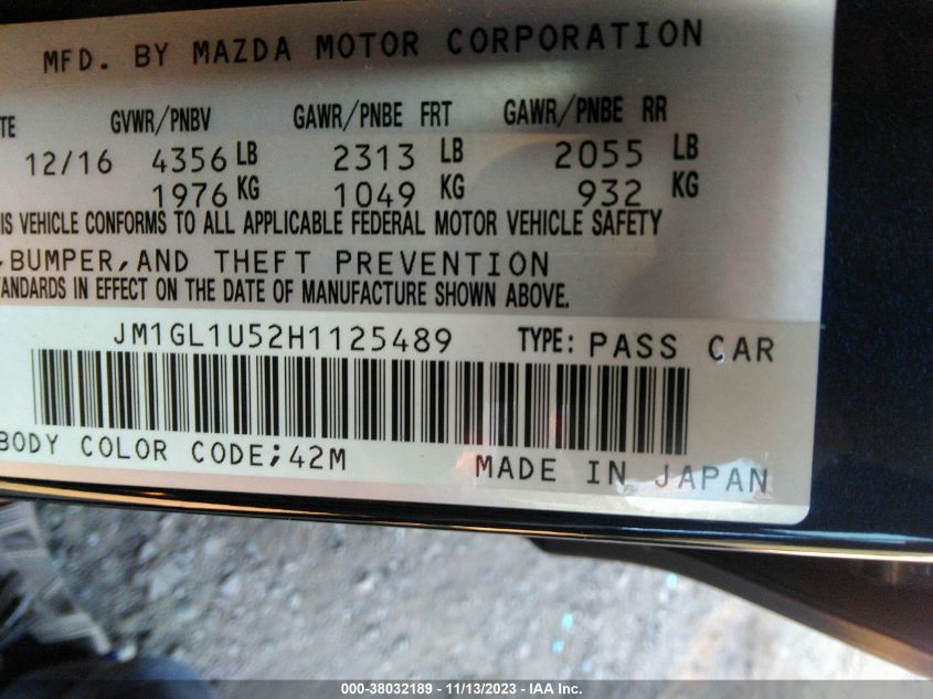 2017 MAZDA MAZDA6 SPORT - JM1GL1U52H1125489