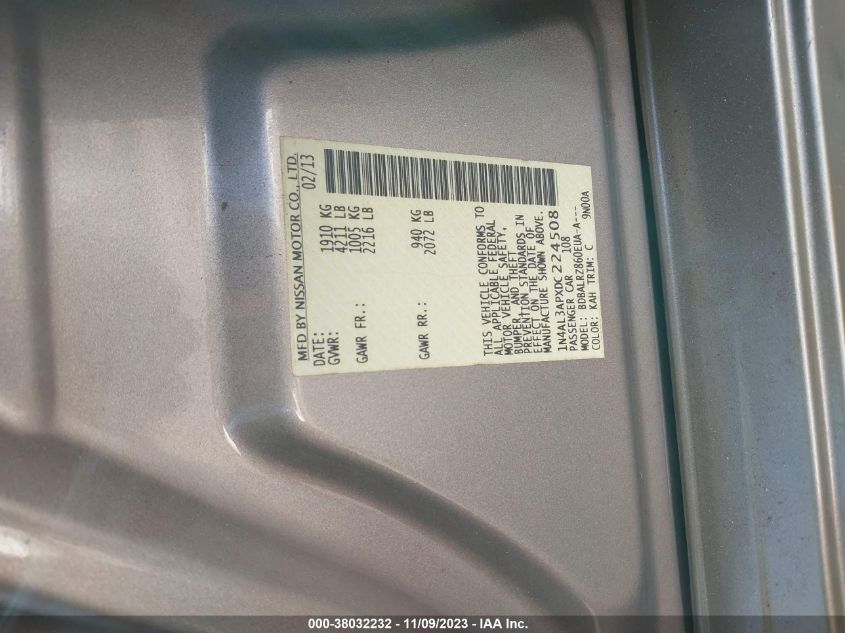 2013 NISSAN ALTIMA 2.5 S - 1N4AL3APXDC224508
