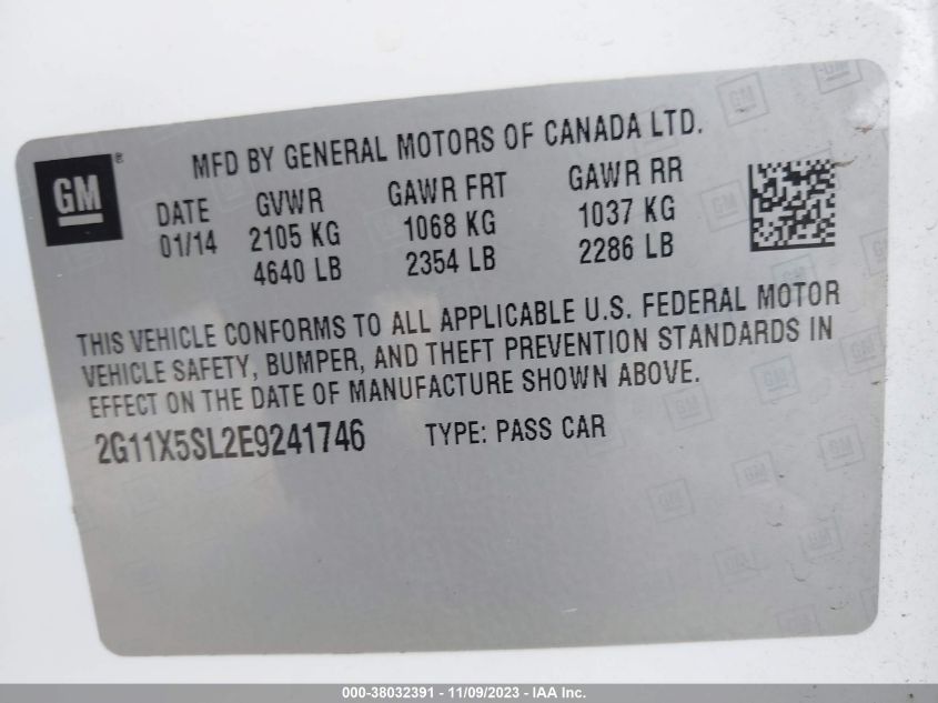 2014 CHEVROLET IMPALA 1FL - 2G11X5SL2E9241746