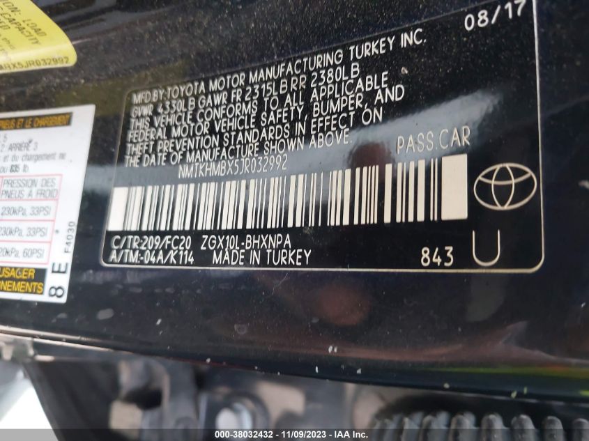 2018 TOYOTA C-HR XLE/XLE PREMIUM - NMTKHMBX5JR032992