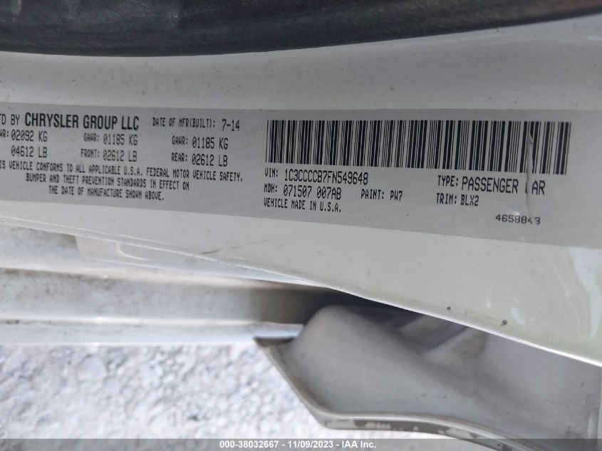 2015 CHRYSLER 200 C - 1C3CCCCB7FN549648
