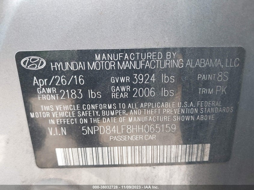 VIN 5NPD84LF8HH065159 2017 HYUNDAI ELANTRA SE/VALUE/LIMITED