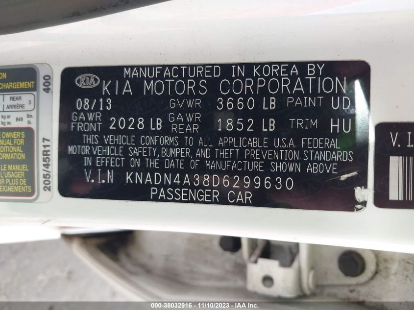 2013 KIA RIO SX - KNADN4A38D6299630