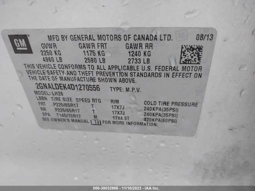 2013 CHEVROLET EQUINOX 1LT - 2GNALDEK4D1270556