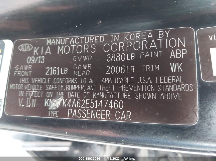 2014 KIA FORTE LX - KNAFK4A62E5147460