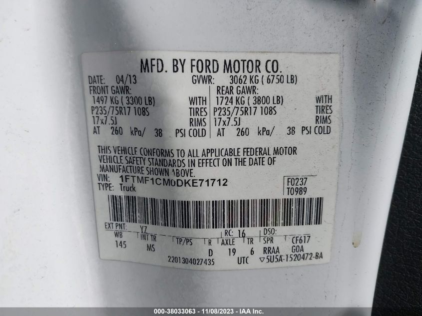 2013 FORD F-150 XLT - 1FTMF1CM0DKE71712