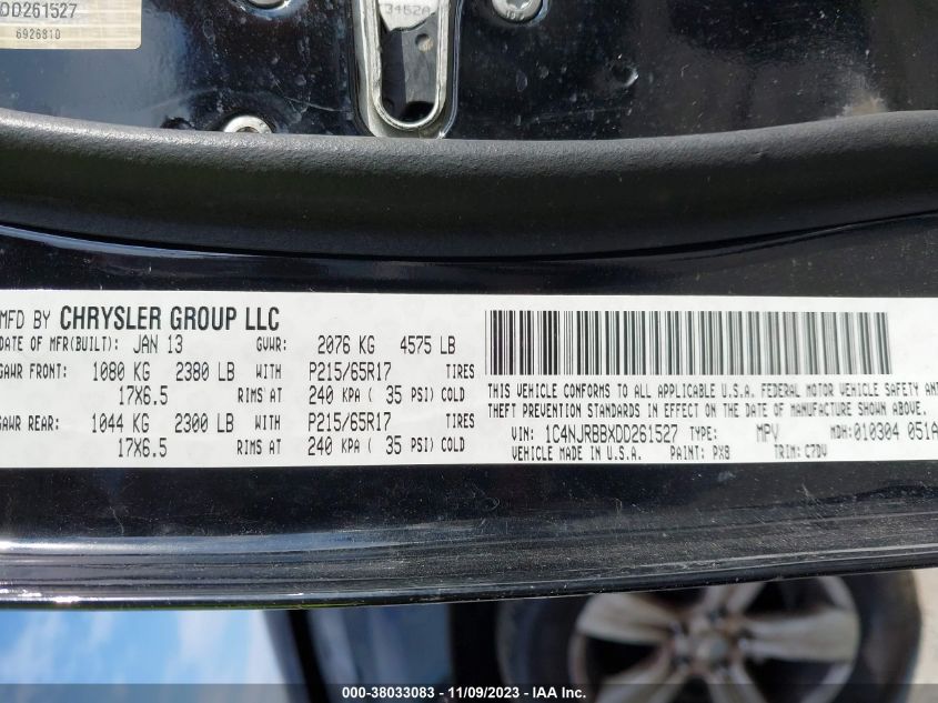 2013 JEEP PATRIOT SPORT - 1C4NJRBBXDD261527